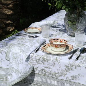 Toile De Jouy Printed Tablecloth