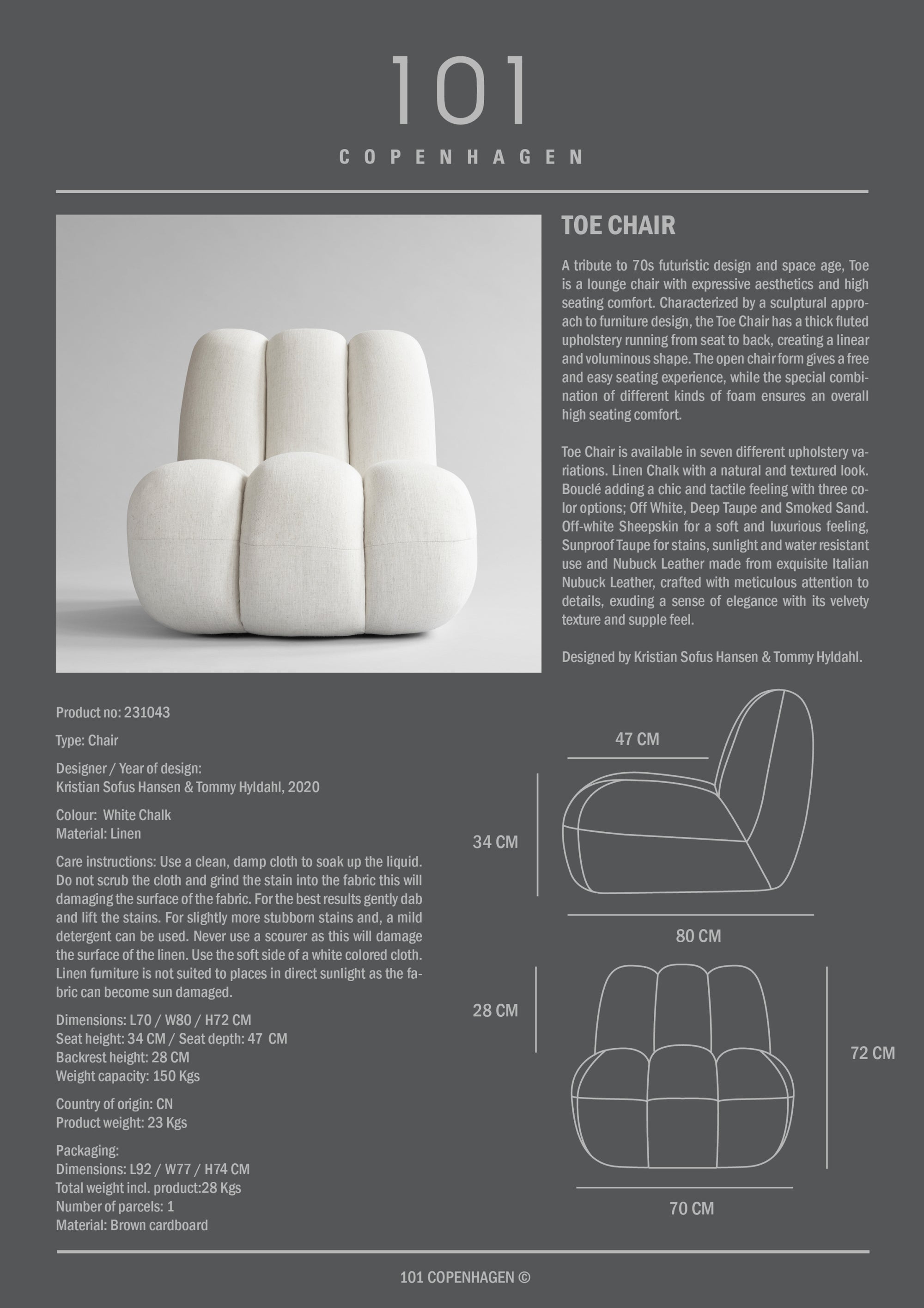 Toe Chair - Linen Chalk (White)